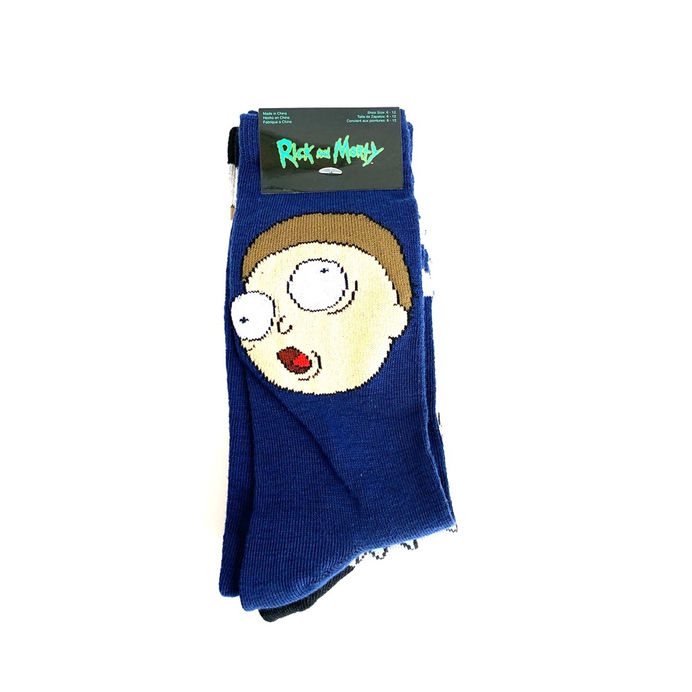 Rick and Morty Blue & Gray Novelty Crew Socks 2pk